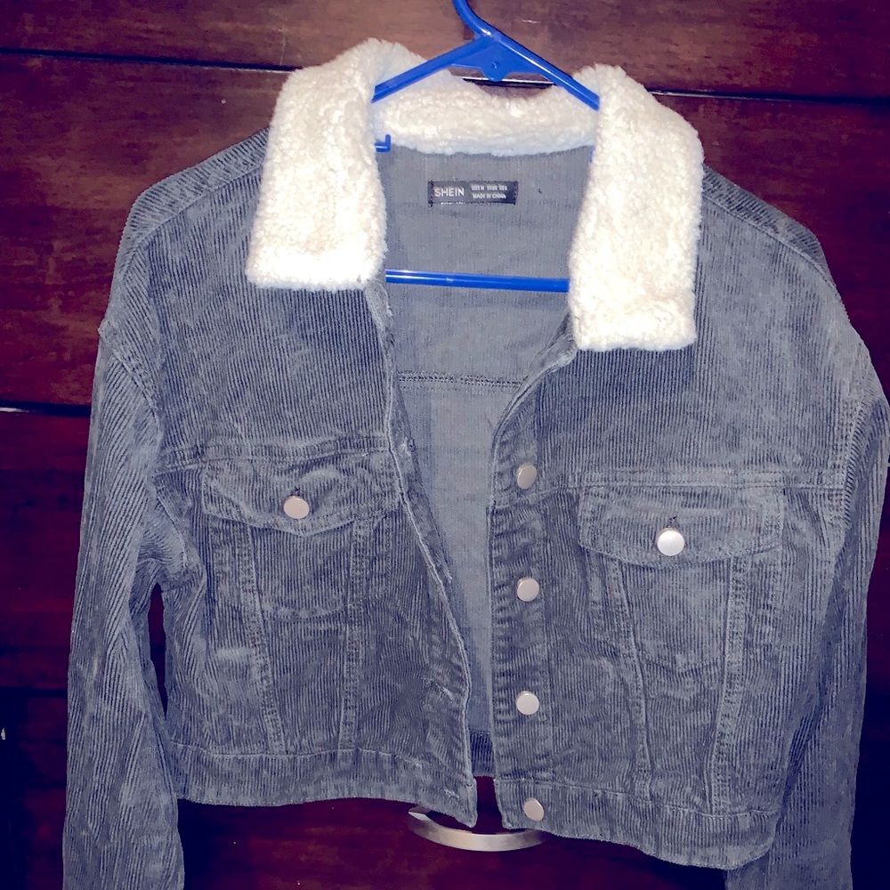 Grey cropped Corduroy Jacket